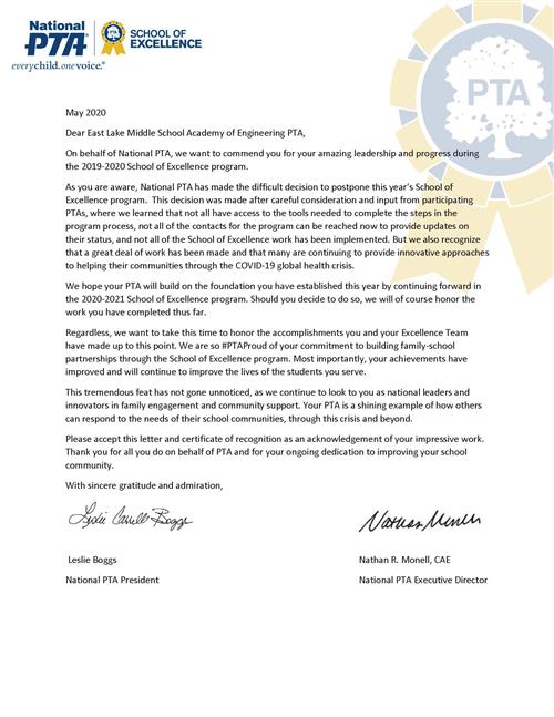 PTA Scool of Excellence 